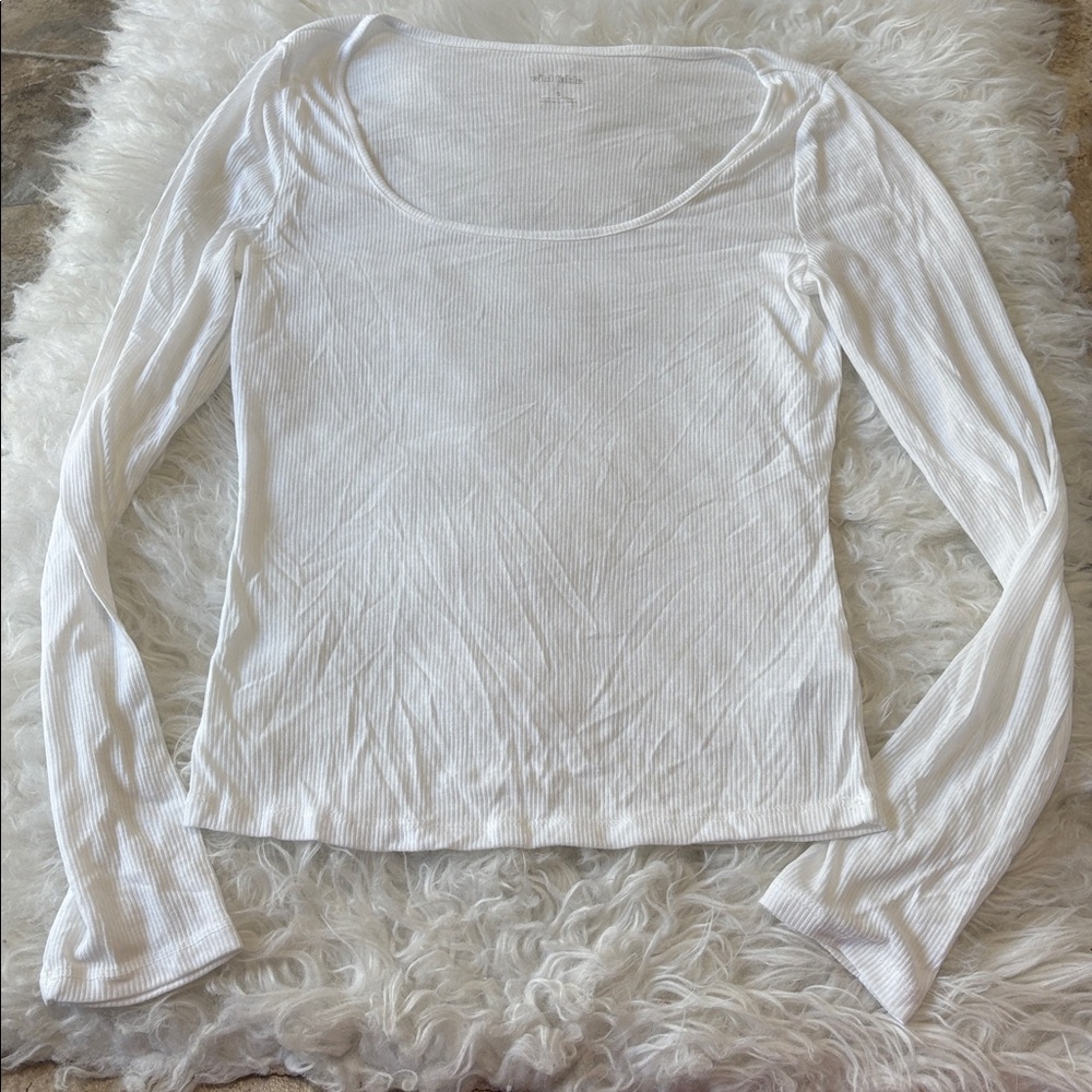 NWOT Wild Fable Long Sleeve White Ribbed Shirt Size S